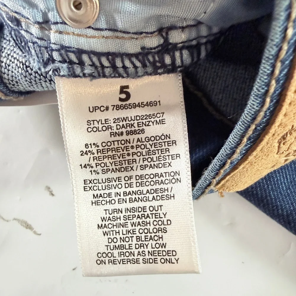 Jordache Girls Cloud Drape Wide Leg Denim Jeans Dark Enzyme Stretch Size 5 NWT